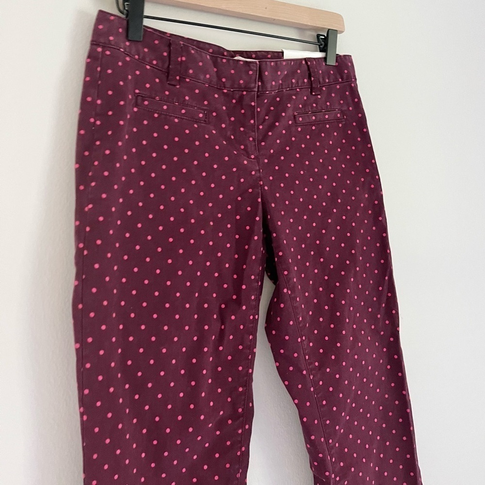 NWT Ann Taylor Loft Marisa Straight Leg Polka Dot Pants Pink Burgundy 2 Petite - Picture 3 of 8